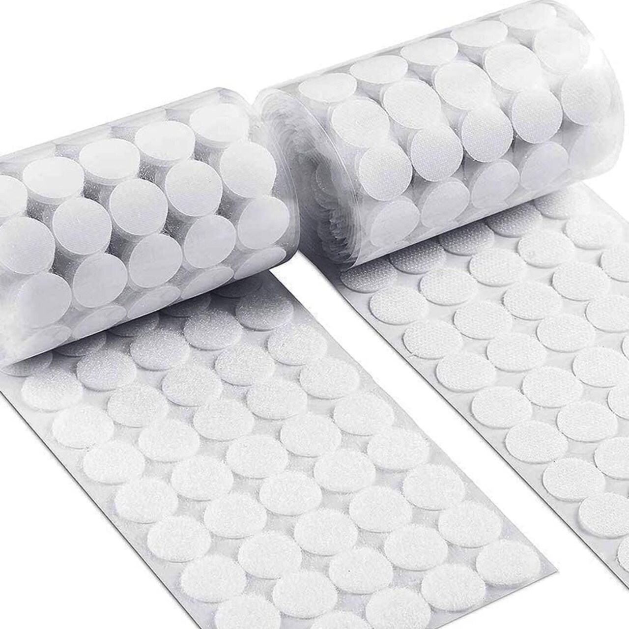 Self Adhesive Dots, 0.59" Hook and Loop Circles, 300 Pcs Round Fasteners with Strong Adhesive Backing, Waterproof Nylon for Classroom, Office & Home (White)